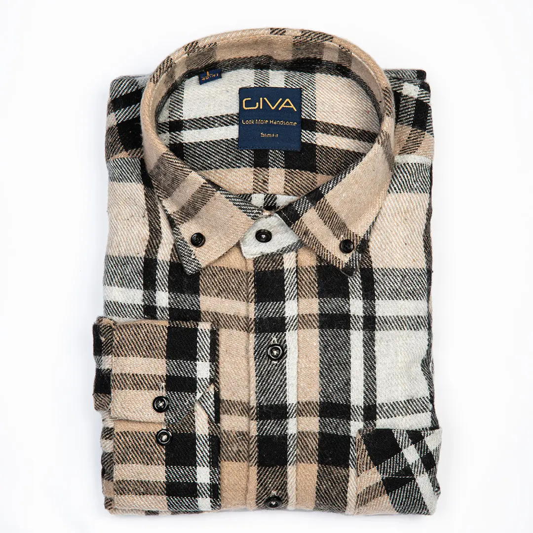 پیراهن پشمی مردانه یقه کراواتی - Thumbnail 2